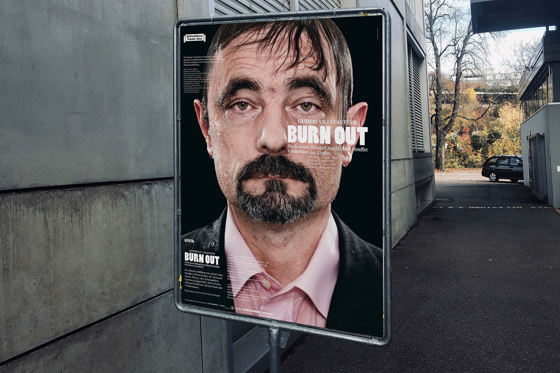 poster mockup guy with mustage advertising bern