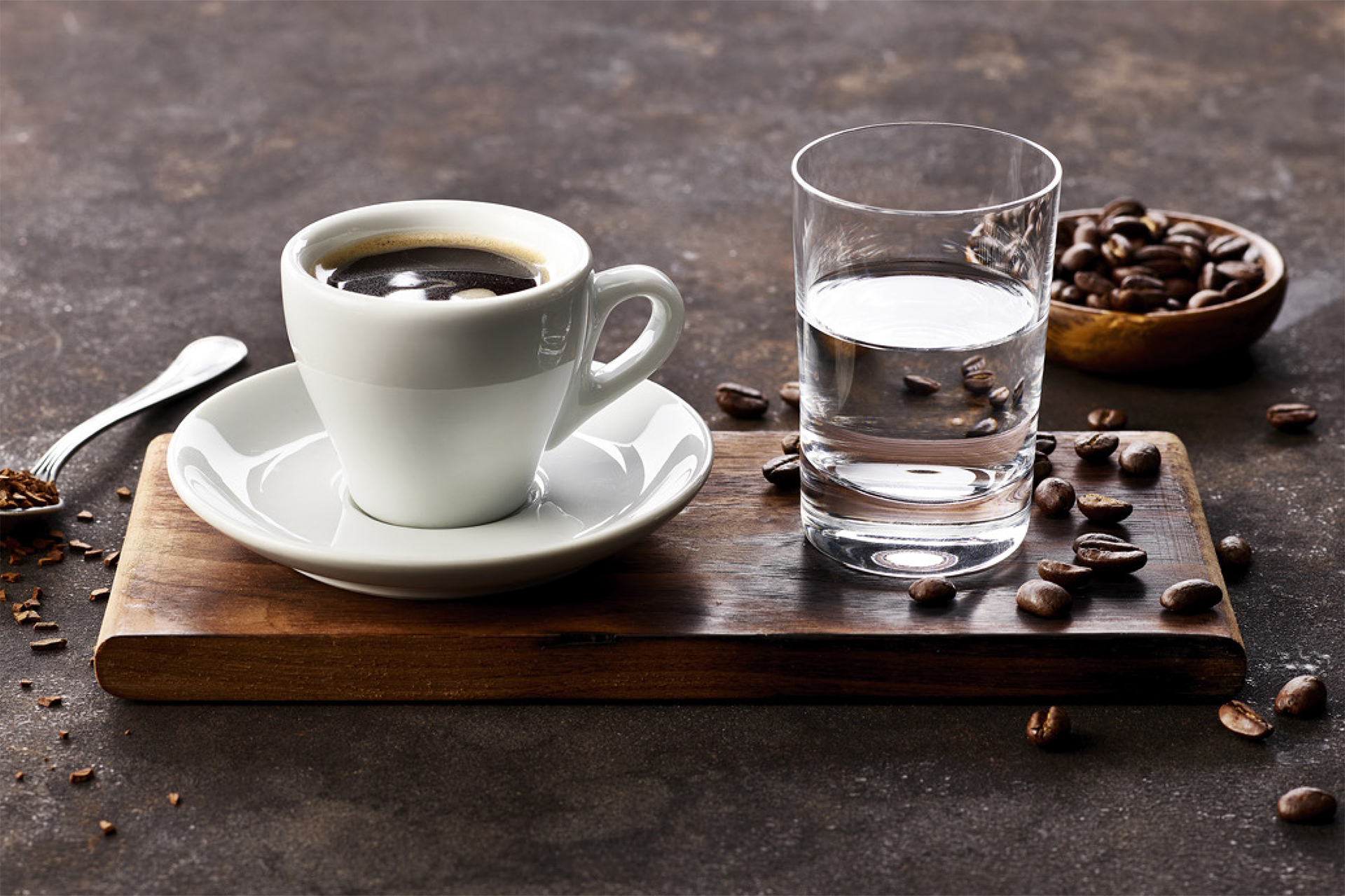 [Translate to English:] HAco Coffee and one glass of water